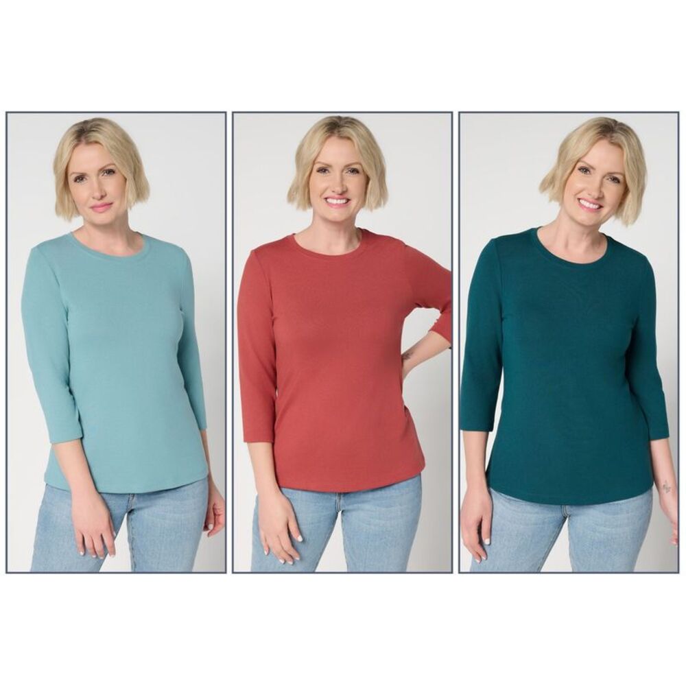Denim & Co. Women's Top Sz S Essentials Heavenly Jersey Multi-colored